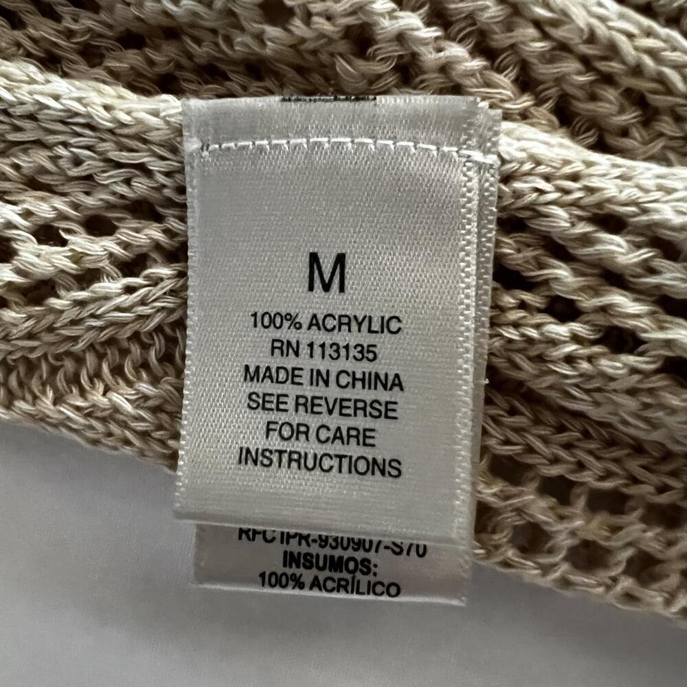 Leo & Nicole - Tan & cream knit cardigan with zigzag pattern, size M - Picture 3 of 4